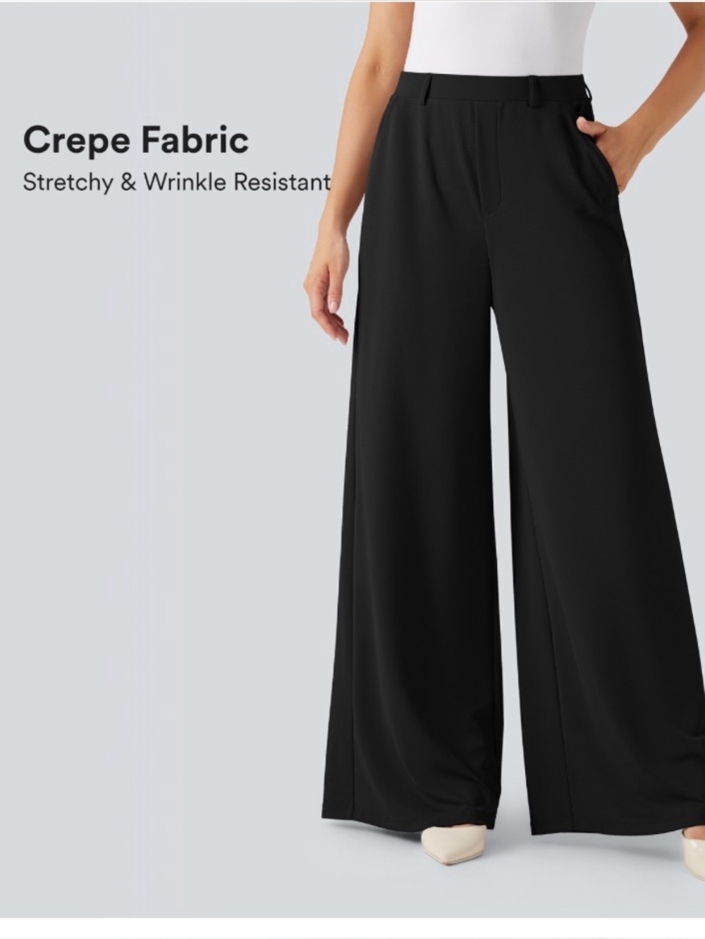 Halara Flex Crepe Black Wide Leg Pants trousers size XL